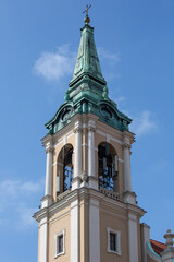 Bell tower of Baroque Church of Holy Spirit on Old Town Market Square, Torun, Poland