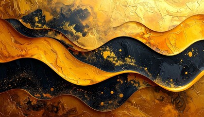 Beautiful abstract pattern with yellow black background on gold background