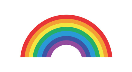 Simple Rainbow Illustration with Vivid Spectrum of Colors and Clean Design over an Isolated White Background Depicting Hope and Joy