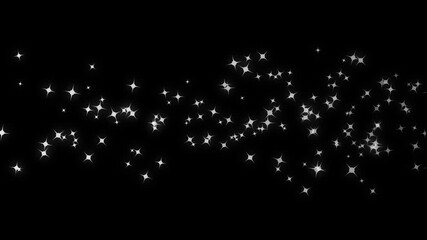 Glitter star magic dust trail, doodle-style white sparkles, glowing star burst, seamless twinkle particles, transparent sparkle effect, fairy light explosion on black background. 4k - Powered by Adobe