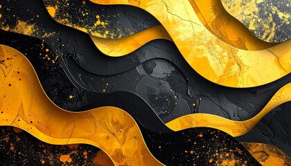 Beautiful abstract pattern with yellow black background on gold background