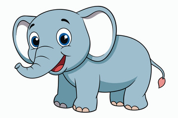 Fototapeta premium Cute Cartoon Elephant with Big Blue Eyes Design on White Background