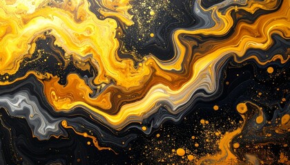 Beautiful abstract pattern with yellow black background on gold background