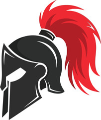 Ancient spartan warrior helmet red plume vector icon symbol gladiatorial combat vector
