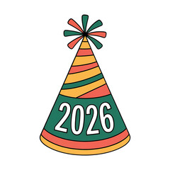 Celebrate the new year with this festive 2026 party hat design perfect for festive occasions