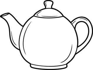 Hand drawn teapot sketch simple line art kitchenware beverage container classic beverage equipment vector