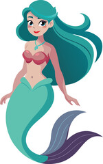 Beautiful Mermaid Vector Art Illustration