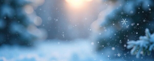 Close-up shot of delicate snowflakes falling against a blurred winter background Perfect for winter, holiday, and nature themes Crystallized ice, cold weather, serene atmosphere , shimmering, snow