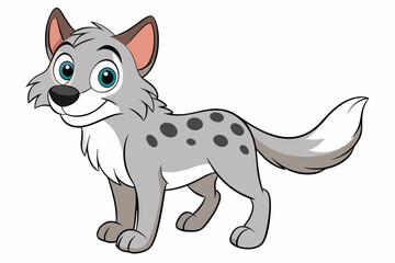 Obraz premium Cute Cartoon Hyena with Spotted Fur on White Background