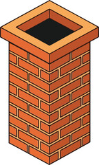 Isometric brick chimney hearth home building structure architectural element urban exterior vector