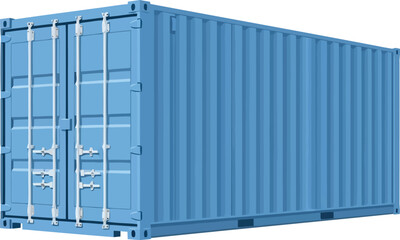 Modern blue shipping container logistics freight transport international trade storage warehouse cargo vector