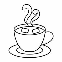 Cozy Hot Cocoa Line Art Vector