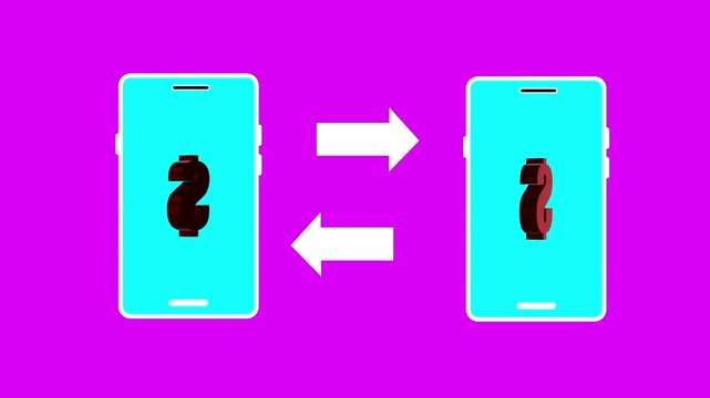 smartphone internet d money transfer 3D render on pink background 4K video