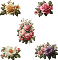 Flowers Blossom Botanical Bundle Vector