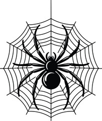 Fototapeta premium Spooky spider and web graphic for Halloween