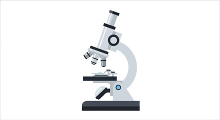 Conceptual illustration of a laboratory microscope for scientific research and education equipment in the science field with minimalist design