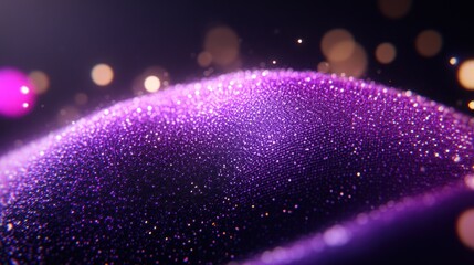 Sparkling Purple Abstract: Glittering Surface with Bokeh Effect and Depth