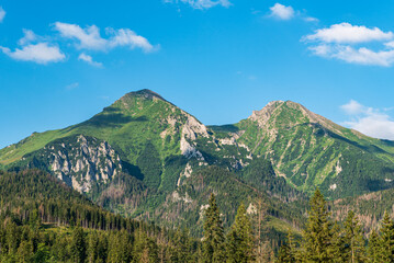 Zdiarska vidla and Magura hills in Belianske Tatry mountains in Slovakia - viiew from meadow near Zdiar village