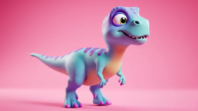 Animated tyrannosaurus rex on pink background for creative visuals