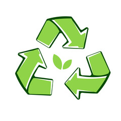 recycling symbol on white background