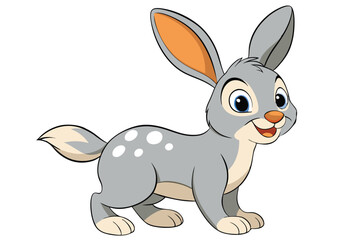 Cute Cartoon Rabbit on White Background Pet Animal Design