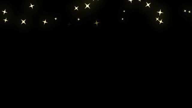 Magic sparkles glitter line golden stars, fairy dust wand glitter stars trail transition, White glowing twinkling glitter star, on black screen background 4k, glitter stars magic tail sparkling