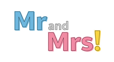 Charming Mr. and Mrs. Graphic with Whimsical Lettering for Wedding Celebrations and Decor