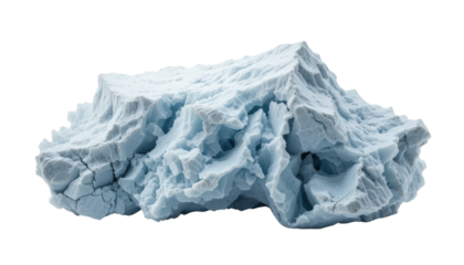 Blue ice cubes on transparent background, ready for recycling.