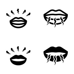 黒色の口臭のイメージのアイコンイラストセット
