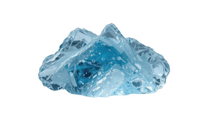 Fototapeta premium Blue ice cubes on transparent background, ready for recycling.
