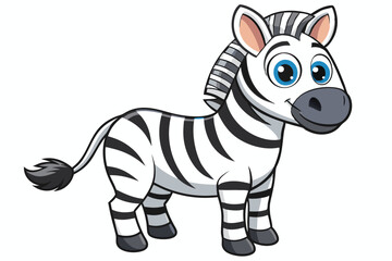 Cute Cartoon Zebra on White Background Playful Animal Art