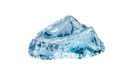 Blue ice cubes on transparent background, ready for recycling.