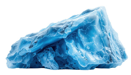 Fototapeta premium Blue ice cubes on transparent background, ready for recycling.