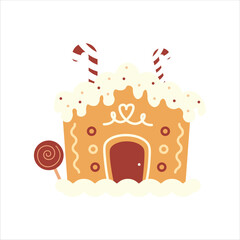 Ginger Bread House Vector Flat Illustration