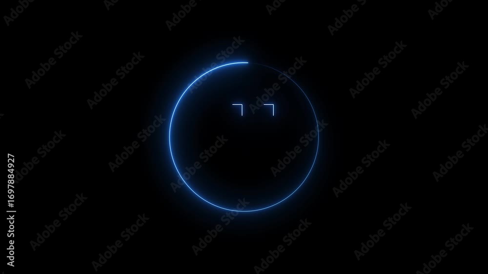 Wall mural neon glowing number countdown 15 to 0 second animation, futuristic circular animation timer digital 