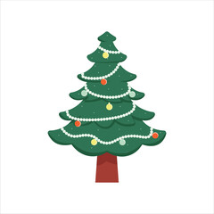 Christmas Tree Vector Flat Illustration