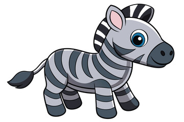 Cute Cartoon Zebra with Stripes on White Background Design