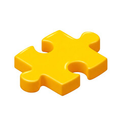 Isolated Yellow Puzzle Piece Solution Teamwork and Strategy Graphic Bright Symbol of Problem on transparent background
