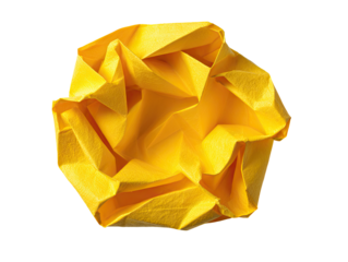 Crumpled yellow paper ball