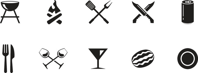 Obraz premium Kitchen Utensils Silhouette Pack 1 - Cooking Tools