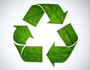 Green Ecology Recycling Sign Created from Leaves