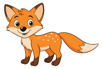 Obraz premium Cute Orange Cartoon Fox Standing Smiling on White Background