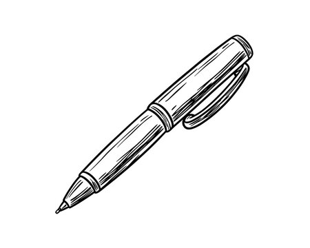 The pen icon illustration is a hand-drawn style design, developed specifically for web and app usage