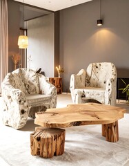 Modern living room with unique furniture