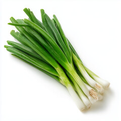 Obraz premium fresh spring onions on white background
