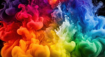 Colorful smoke swirling in water, abstract background
