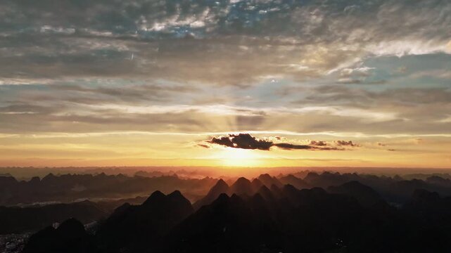 Timelapse of God Rays Streaming Through Clouds at Sunset