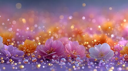 Orange purple gradient waves with droplets high resolution background