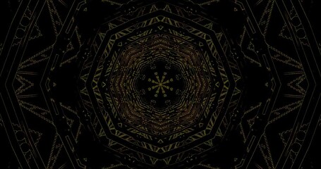 A captivating loop features a tunnel with complex geometric patterns and dynamic motion, providing an engaging and mesmerizing atmosphere for relaxation or creativity. - Powered by Adobe