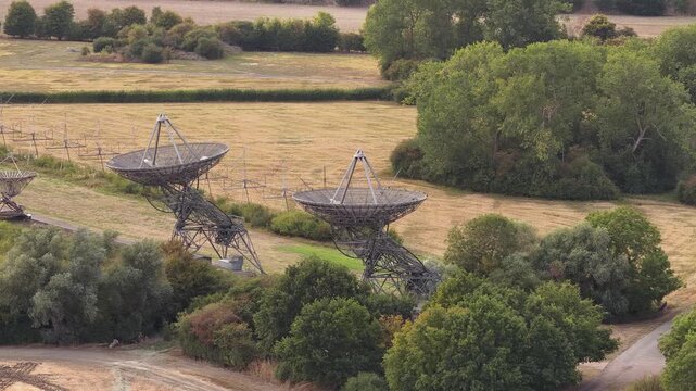 Drone Shot Of One-Mile Telescope - Array Of Radio Telescopes In Cambridge, UK